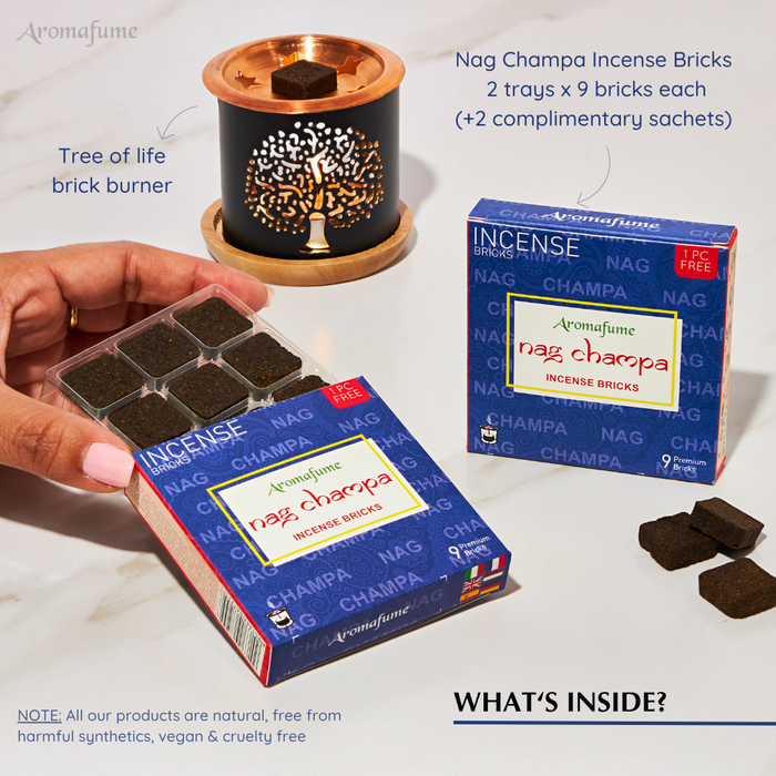 Nag Champa Incense Bricks & Burner - Super Set