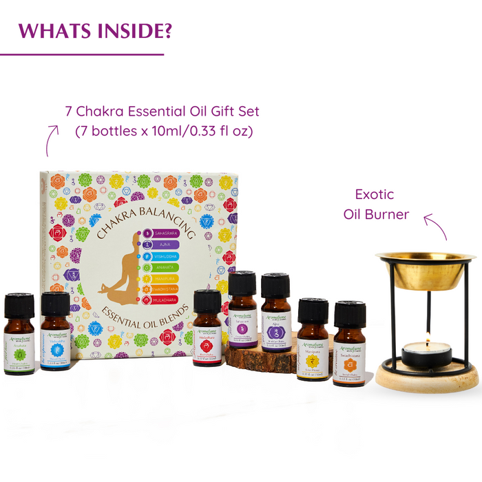 7 Chakra Essential Oil Set with Burner