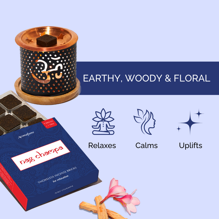 Nag Champa Incense Bricks & Om Burner Set