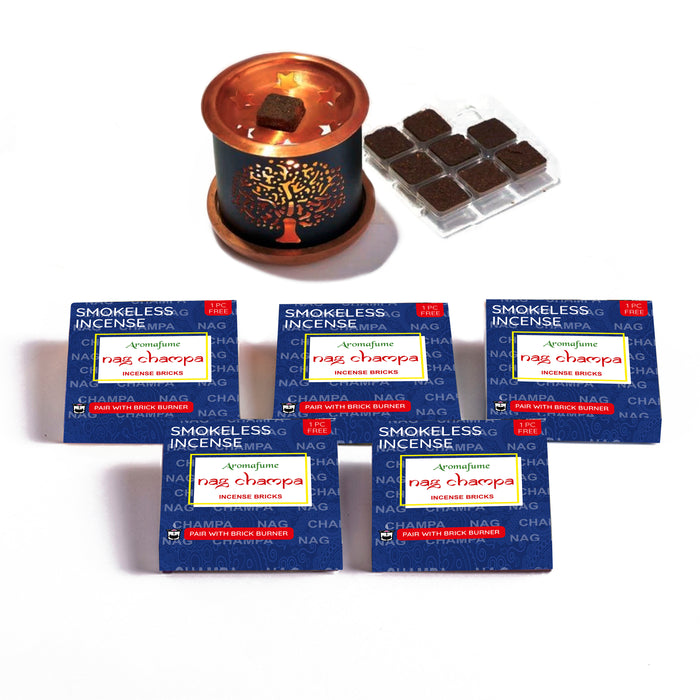 Nag Champa Incense Bricks & Burner - Super Set