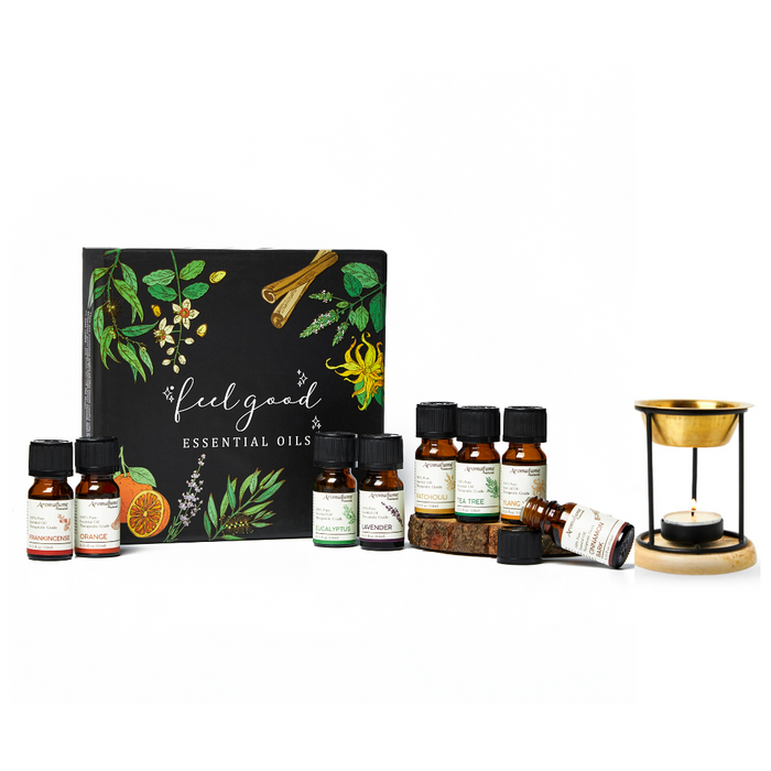 ‘Feel Good’ Pure Essential Oil Gift Set & Burner